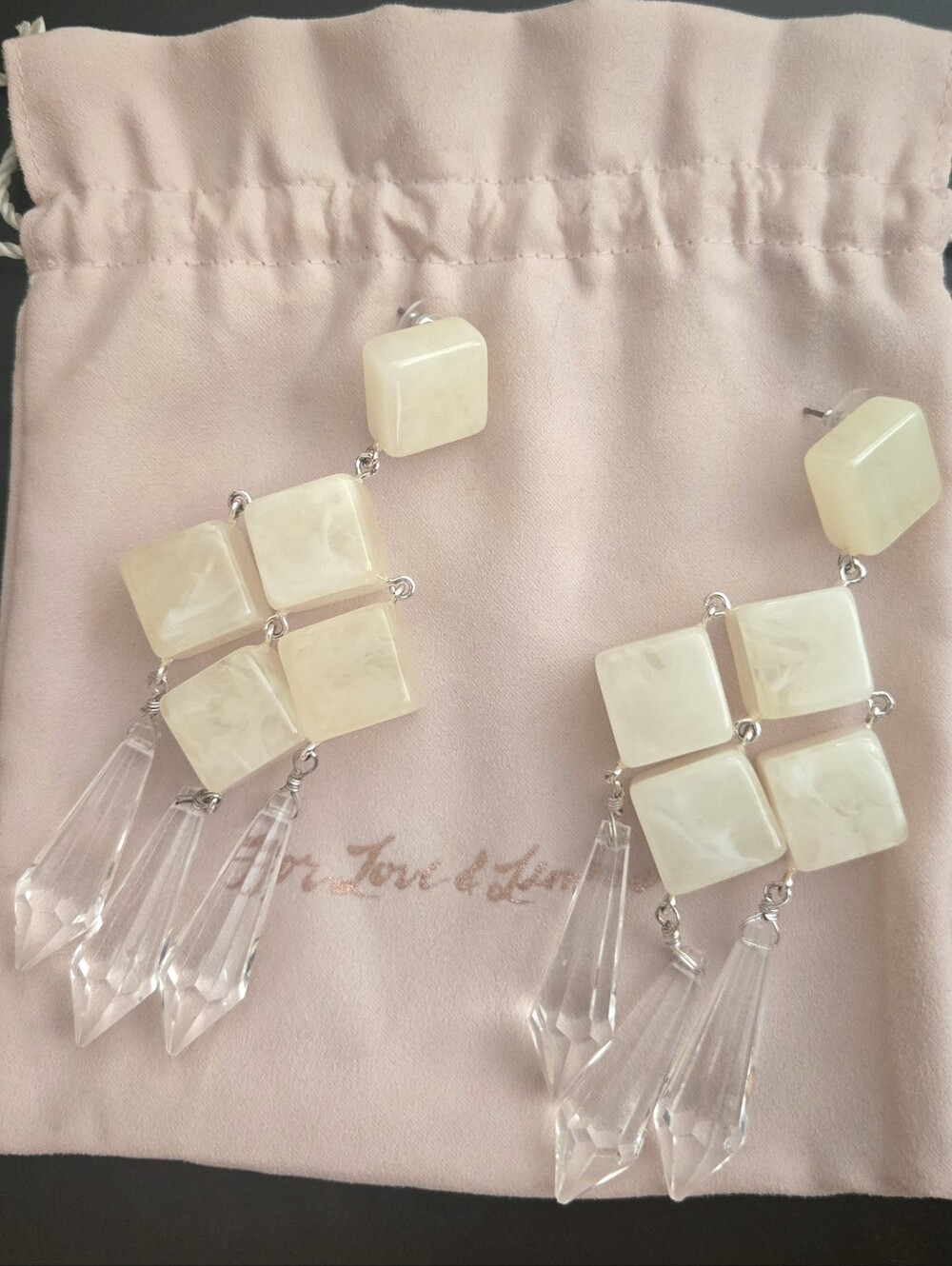 For Love & Lemons Gwen Statement Earrings Crystal Chandelier DustBag Fairy Angel